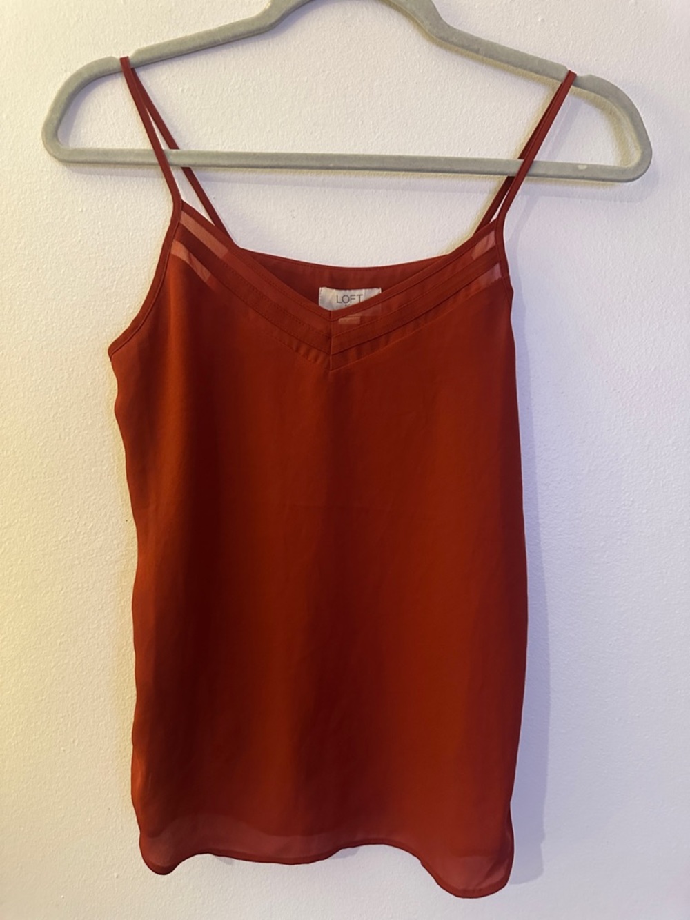 Clay Fire Mesh-Panel Dolphin-Hem Camisole - Petite